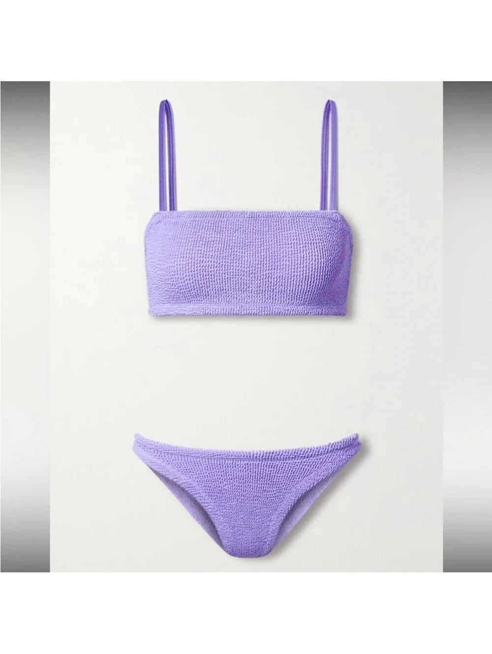 NWT Hunza G Gigi Crinkle Square Neckline Lilac Purple Bikini Set OS